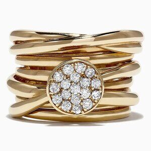 $6500 / NEW / EFFY D'Oro Diamond wide Ring / 14K White Gold / super fancy